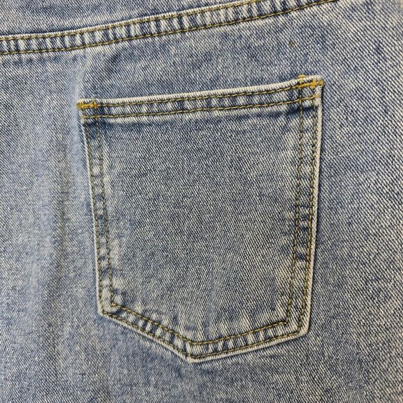 SHEIN Women's XL Light Wash High Waisted Rolled Hem Blue Denim Shorts - Picture 8 of 12